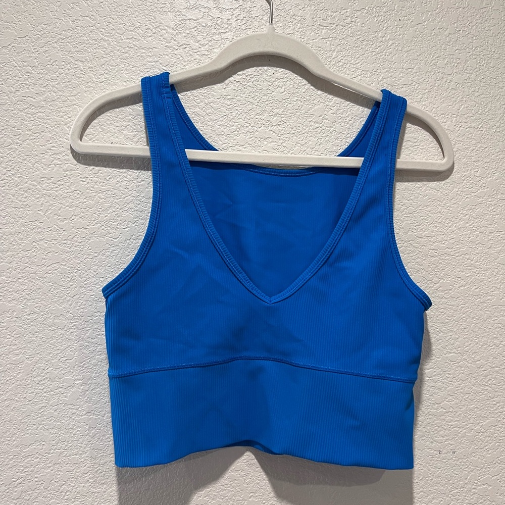 lululemon athletica Blue V-Neck Crop Top